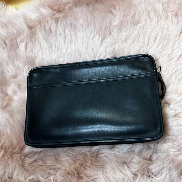 Vintage 1970’s COACH Clutch Black Leather w/ pocket - Picture 4 of 10